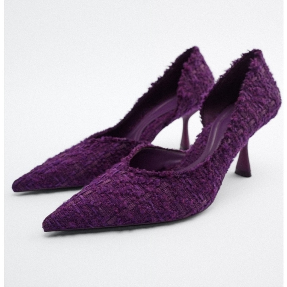 Zara Textured Purple Heels